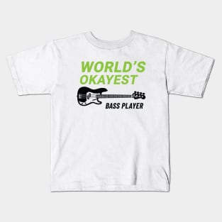 World's Okayest Bass Player P-Style Bass Guitar Light Theme Kids T-Shirt